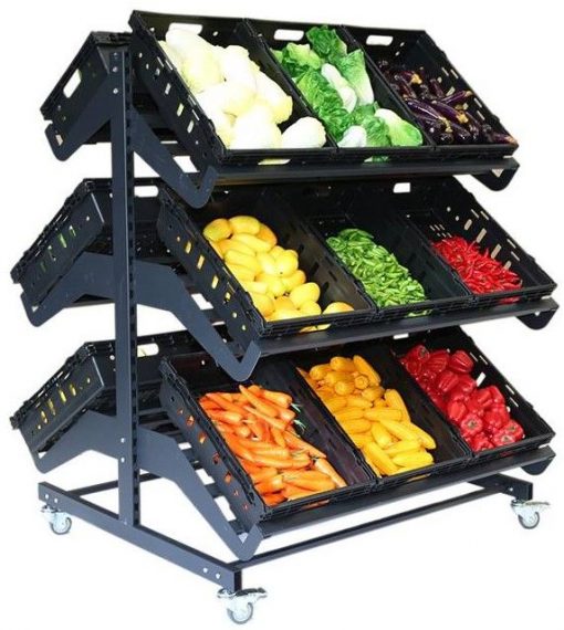 Double Sided Mobile Fruit and Vegetable Display - 1200mm