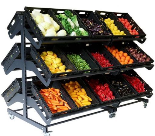 Double Sided Mobile Fruit and Vegetable Display - 2000mm