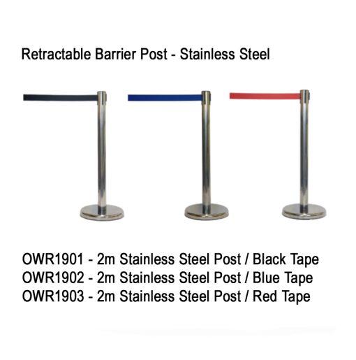 Retractable barrier post SS codes