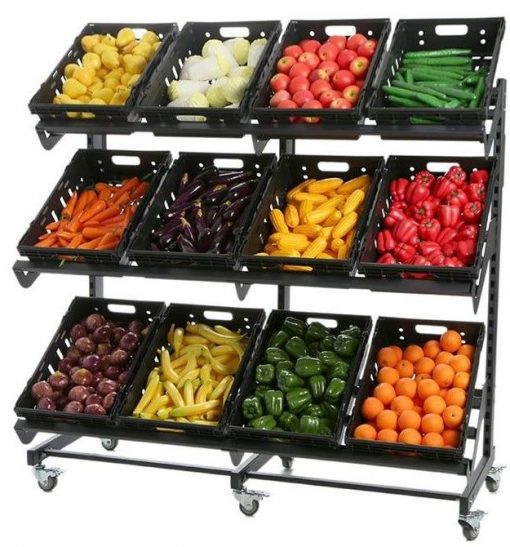 Single Sided Mobile Fruit and Vegetable Display - 1600mm