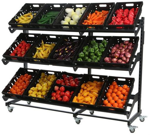 Single Sided Mobile Fruit and Vegetable Display - 2000mm