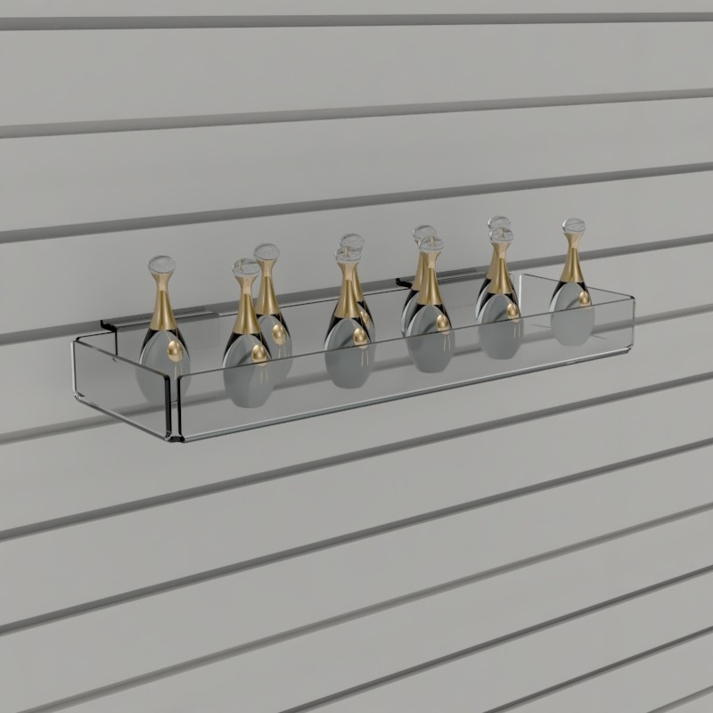 Acrylic Retail Edged Sundries Tray Shelf for Slatwall Shop Retail Display G14 